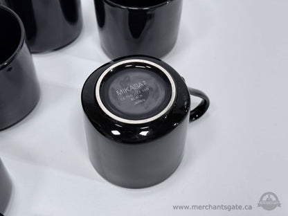 Mikasa Black Coffee Set 10 Pieces Mugs Creamer Sugar Bowl Japan
