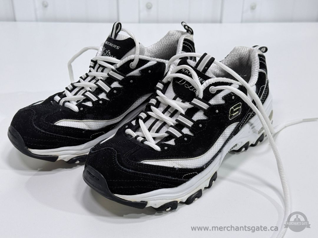 Skechers Sport D Lites Black and White Running Shoes Womens Size 8.5