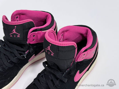 Air Jordan 1 Mid GS Black Pink 2016 Retro Youth 6Y 332148-008