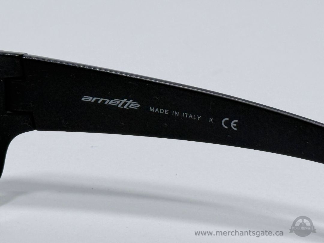 Arnette Black Sunglasses Made in Italy Sport Wrap Frame Dark Lenses