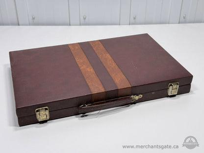 Vintage Leather Backgammon Set with Case – Complete Travel Game