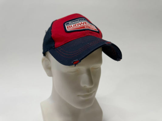 Vintage Budweiser Snapback Hat – Red & Navy Trucker Style