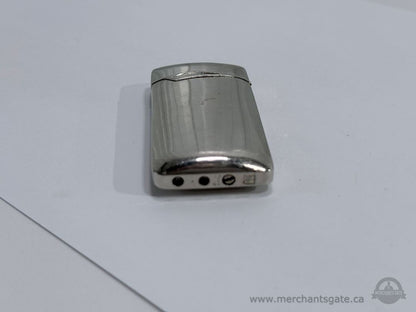 Versace Metal Butane Lighter Silver Tone Made in Italy Luxury Pocket Lighter