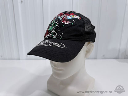 Ed Hardy Trucker Hat by Christian Audigier Embroidered Koi Fish Adjustable Cap