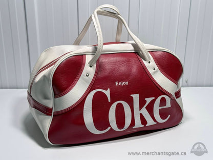 Vintage Coca Cola Travel Bag Red White Faux Leather Duffel Blondy Montreal Canada