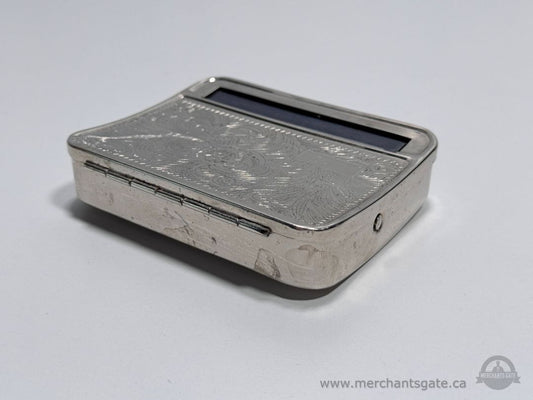 Vintage Metal Cigarette Case Silver Tone Etched Floral Design 4x3 Inch