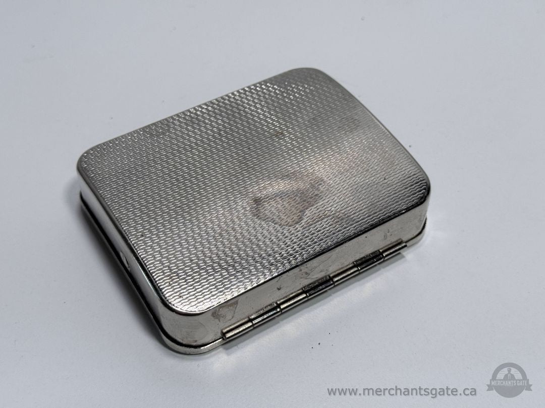 Vintage Metal Cigarette Case Silver Tone Etched Floral Design 4x3 Inch