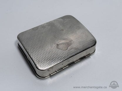 Vintage Metal Cigarette Case Silver Tone Etched Floral Design 4x3 Inch