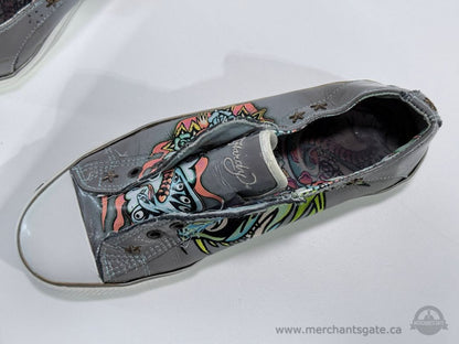 Ed Hardy Womens Leather Slip On Sneakers Tattoo Graphic Low Top Shoes Size 8