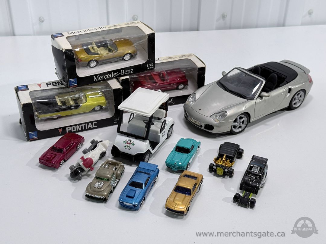 Mixed Diecast Car Lot – Porsche, Mercedes, Pontiac, Maestro Models