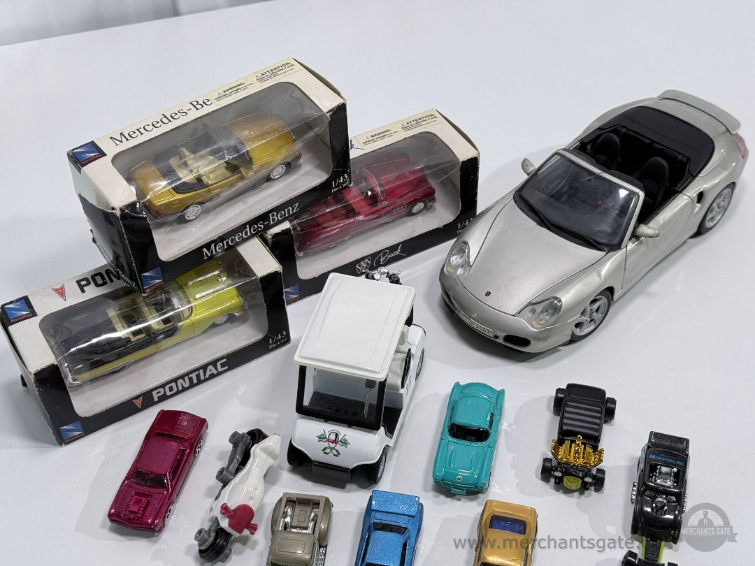 Mixed Diecast Car Lot – Porsche, Mercedes, Pontiac, Maestro Models