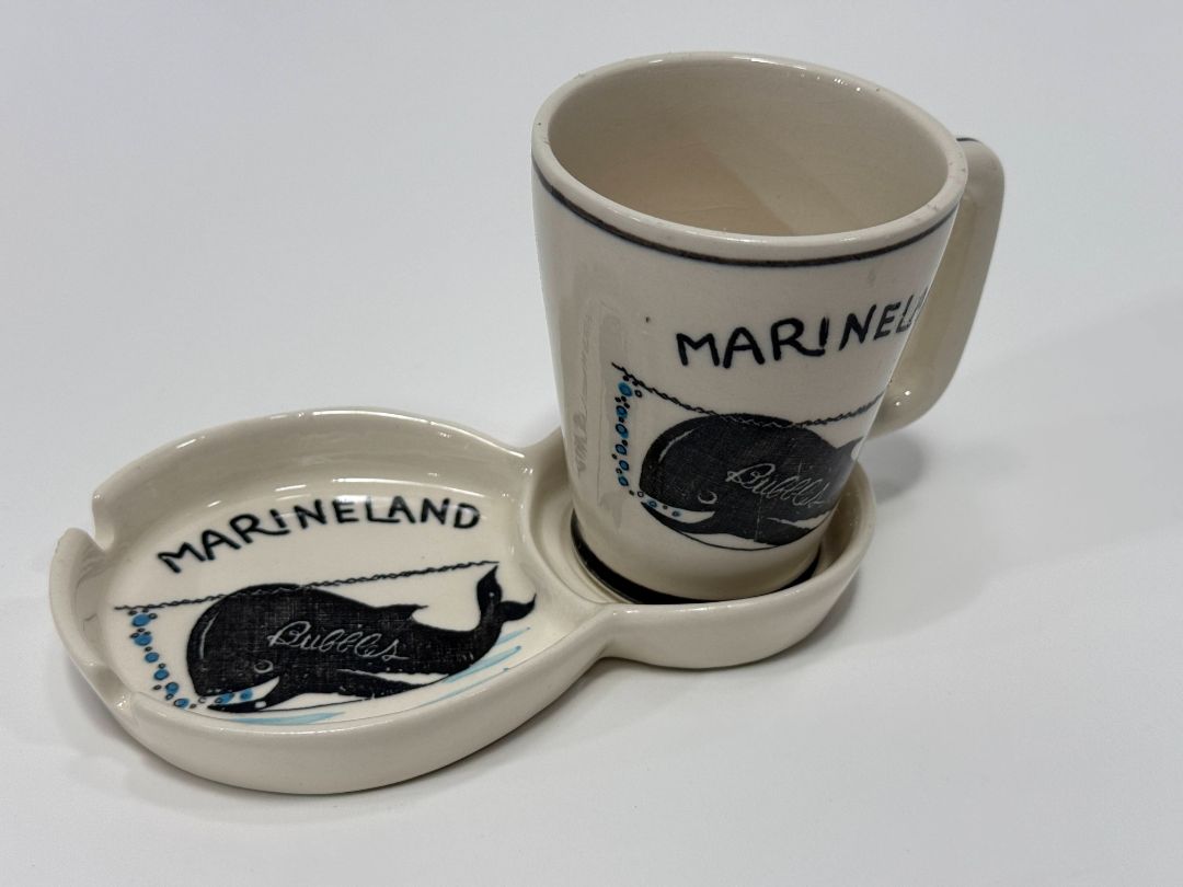 Vintage Marineland Mug & Ashtray Set - "Bubbles" Whale
