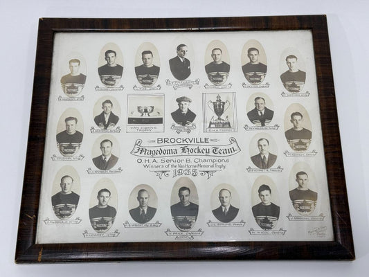 Antique 1935 Brockville Magedoma Hockey Team Framed Photo