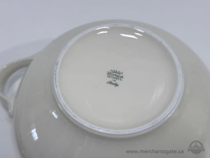Royal Albert Bone China Covered Vegetable Bowl Green Floral Gold Trim Serving Dish