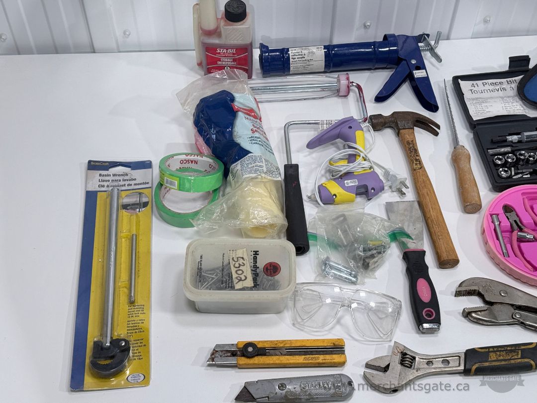 Large Workshop Tool Lot + Makita Cordless Screwdriver + Hardware Organizers