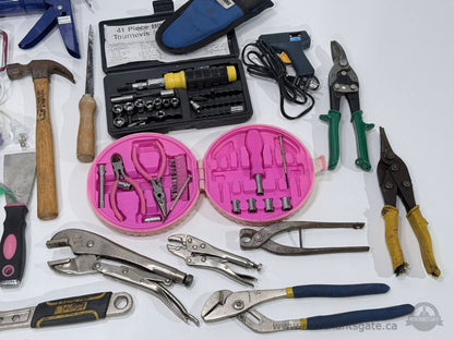 Large Workshop Tool Lot + Makita Cordless Screwdriver + Hardware Organizers