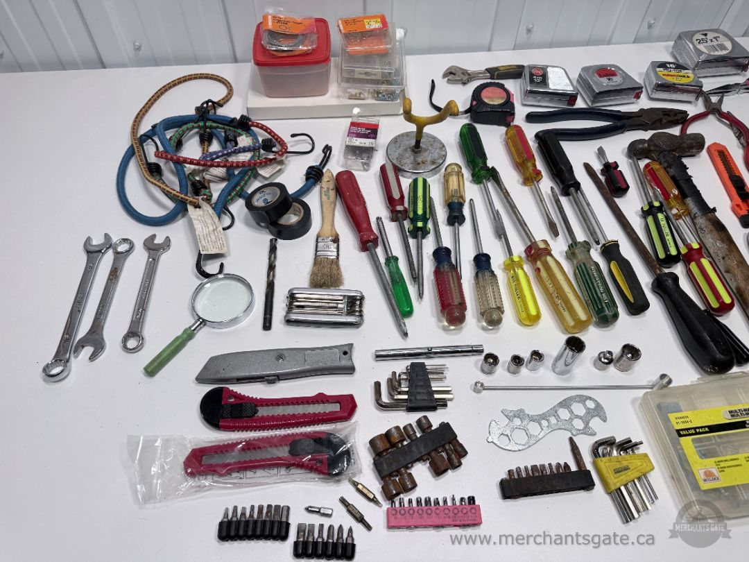 Large Workshop Tool Lot + Makita Cordless Screwdriver + Hardware Organizers
