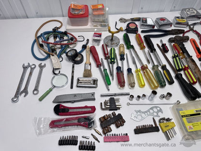 Large Workshop Tool Lot + Makita Cordless Screwdriver + Hardware Organizers