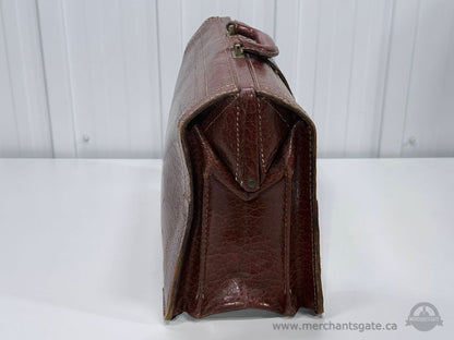 Vintage Brown Leather Briefcase Attache Case Genuine Leather Structured Bag