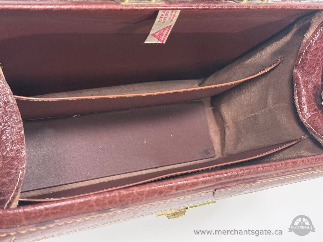 Vintage Brown Leather Briefcase Attache Case Genuine Leather Structured Bag