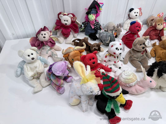 Huge Lot 60 TY Beanie Babies & Beanie Buddies Plush Toys w/ Tags Many w/ Tag Protectors