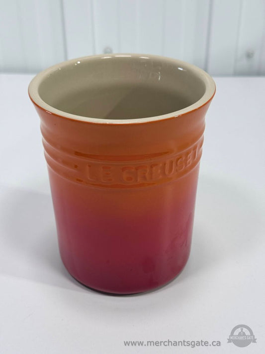 Le Creuset 6" Poterie Utensil Holder Crock Flame Stoneware Kitchen Tool Holder