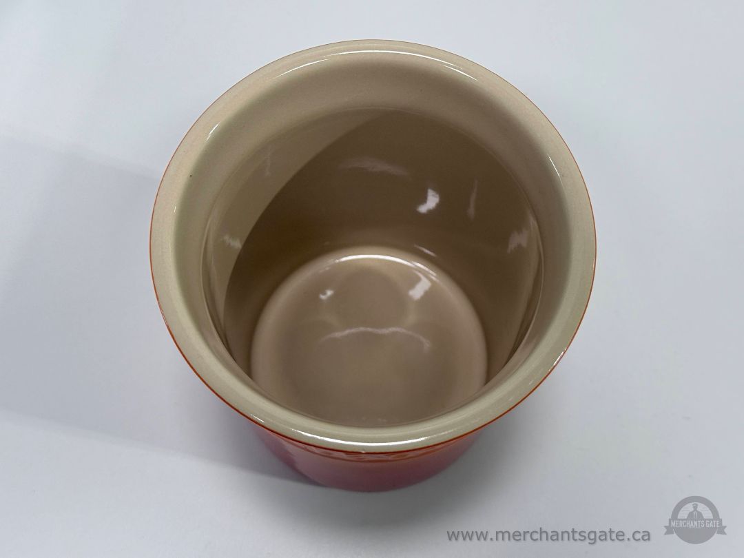 Le Creuset 6" Poterie Utensil Holder Crock Flame Stoneware Kitchen Tool Holder
