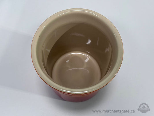 Le Creuset 6" Poterie Utensil Holder Crock Flame Stoneware Kitchen Tool Holder