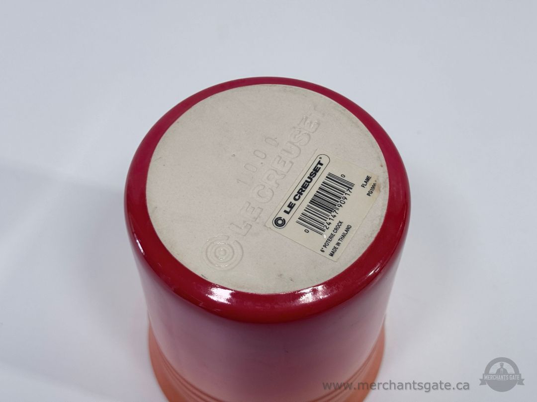 Le Creuset 6" Poterie Utensil Holder Crock Flame Stoneware Kitchen Tool Holder