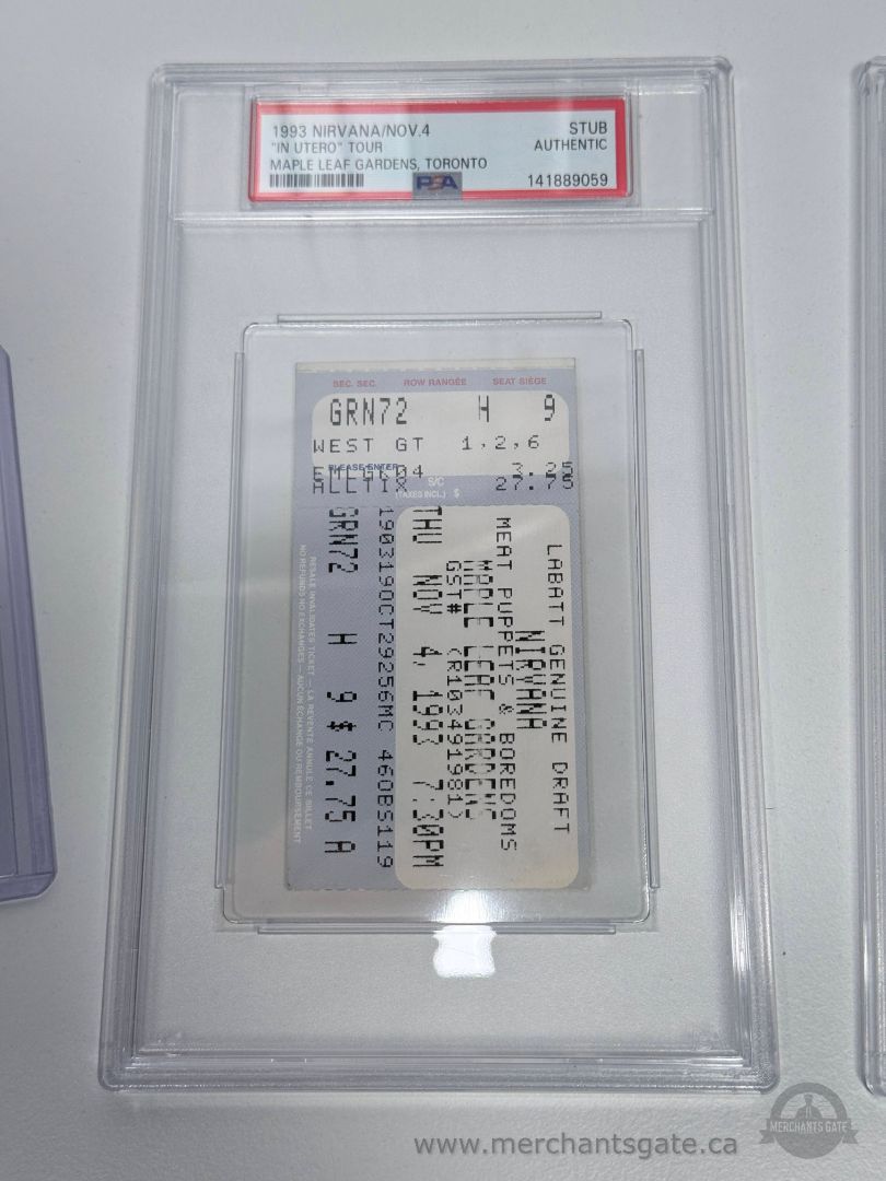 1993 Nirvana In Utero Tour Toronto PSA Ticket Stub Pair + Full Tickets & Sleeve