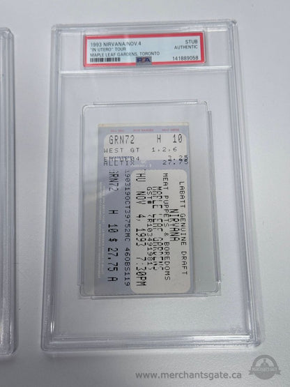 1993 Nirvana In Utero Tour Toronto PSA Ticket Stub Pair + Full Tickets & Sleeve
