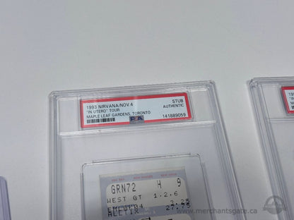 1993 Nirvana In Utero Tour Toronto PSA Ticket Stub Pair + Full Tickets & Sleeve