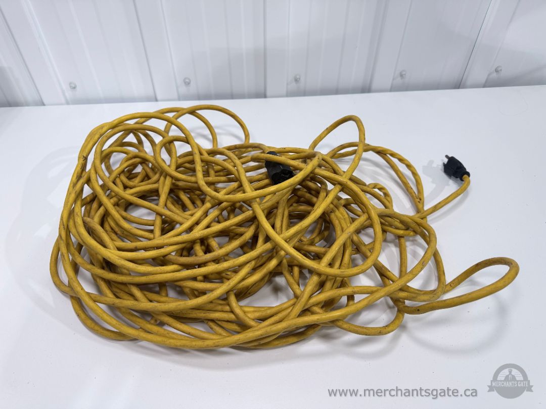 Heavy Duty Extension Cord Yellow Outdoor Power Cable Grounded Plug