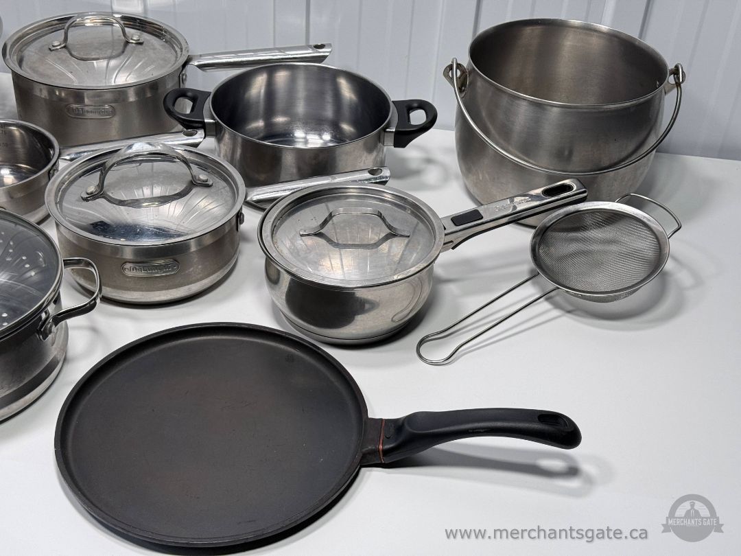 Stainless Steel Cookware Lot DeLonghi Carrera Starfrit Pots Pans Roaster Set