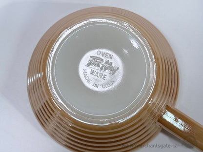 Fire King Oven Ware Peach Lustre Handled Bowl Made in USA Vintage Glass