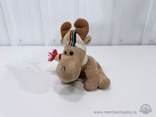 Hudson Bay Moose Plush Toy Striped Blanket Scarf Stuffed Animal Canada