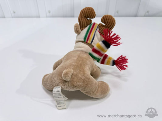 Hudson Bay Moose Plush Toy Striped Blanket Scarf Stuffed Animal Canada
