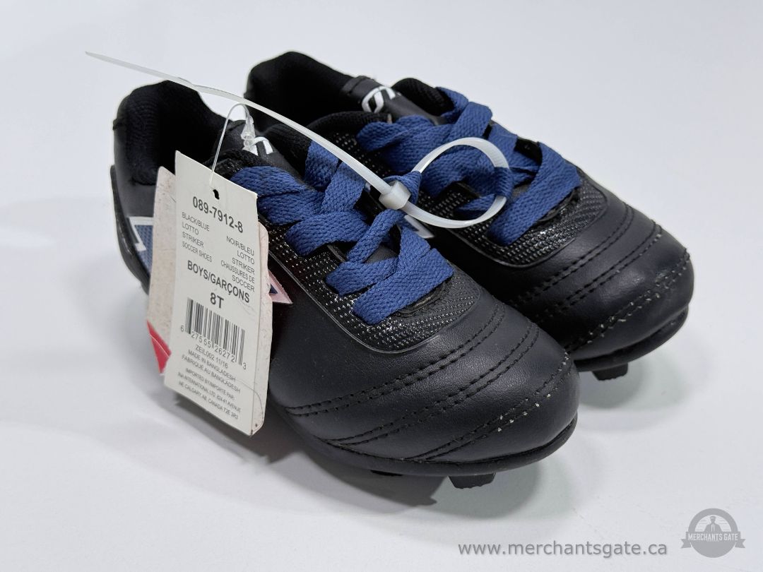 New Lotto Striker Kids Soccer Cleats Black Blue Size 8 Toddler Athletic Shoes