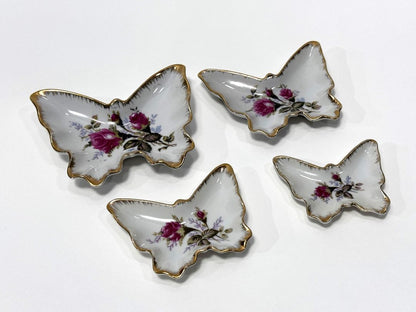 Vintage Porcelain Butterfly Dishes – Set of 4