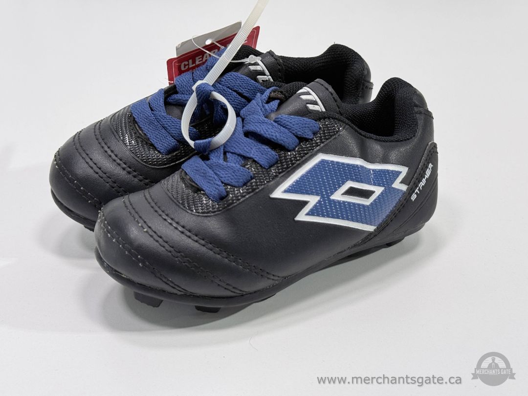 New Lotto Striker Kids Soccer Cleats Black Blue Size 8 Toddler Athletic Shoes