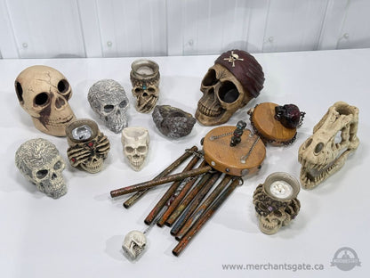 Skull Decor Lot Candle Holders Wind Chime Dinosaur Skull Gothic Halloween