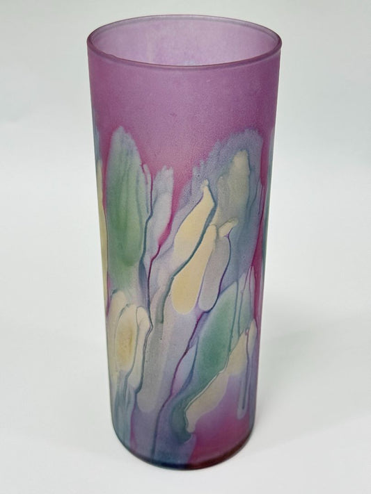 Dunn & Finlayson Hand-Painted Art Glass Vase – 9"