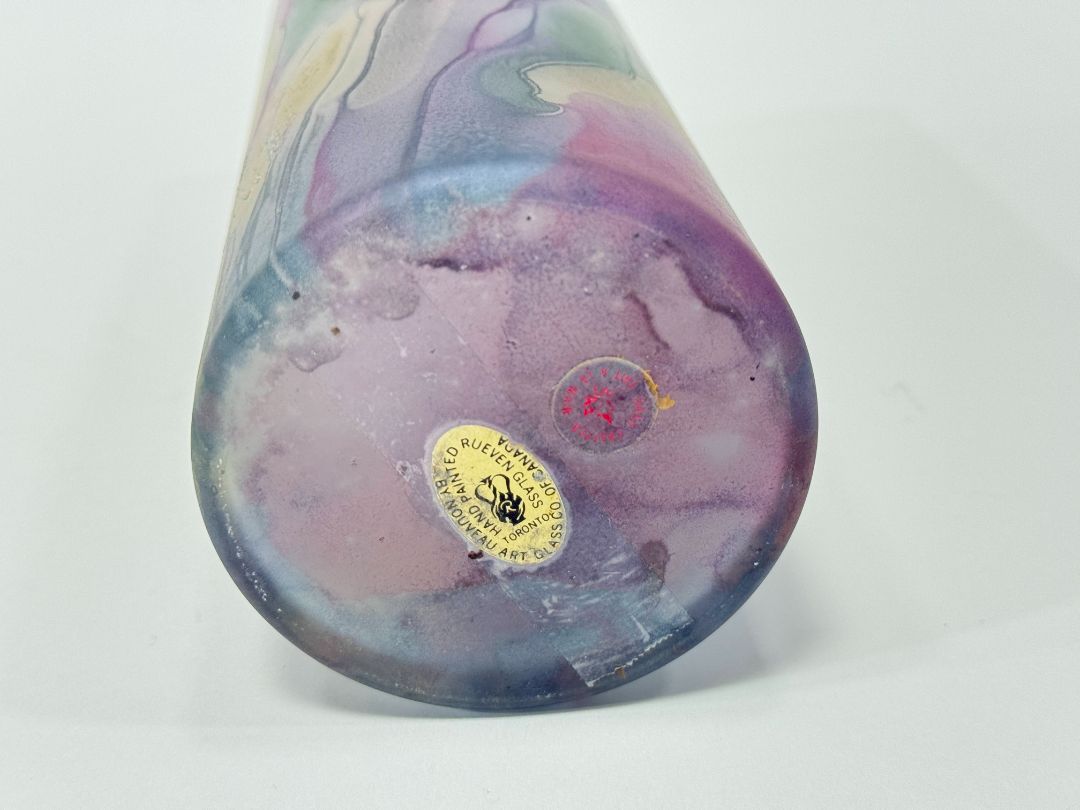 Dunn & Finlayson Hand-Painted Art Glass Vase – 9"