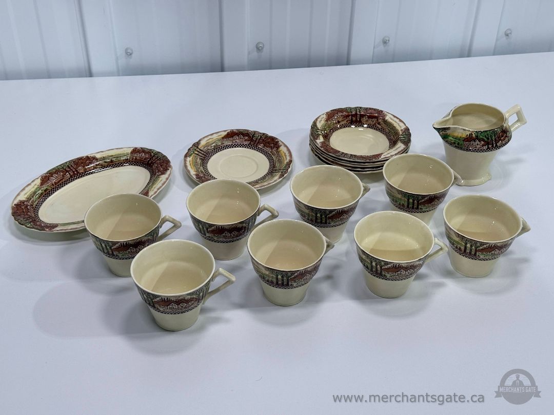 Vintage Myott England Countryside Tea Set – 16 pcs Cups Plates Creamer