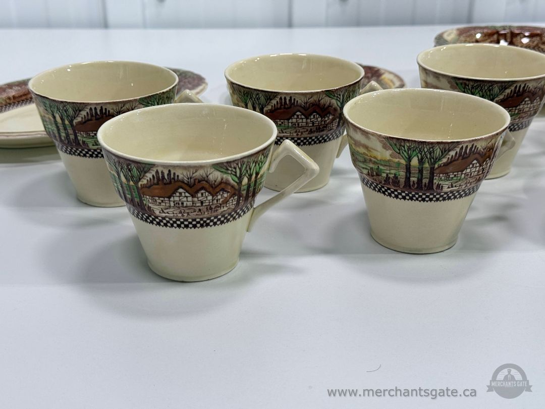 Vintage Myott England Countryside Tea Set – 16 pcs Cups Plates Creamer