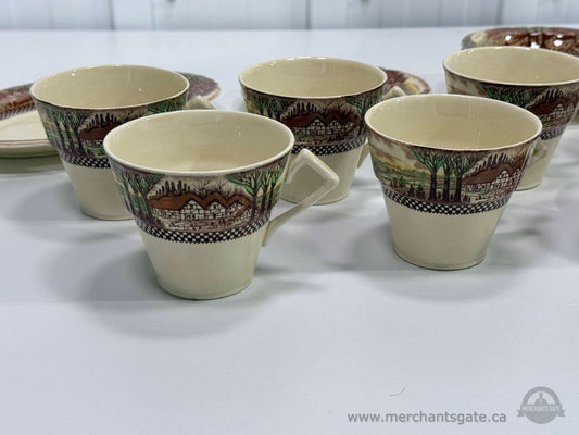 Vintage Myott England Countryside Tea Set – 16 pcs Cups Plates Creamer