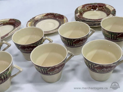 Vintage Myott England Countryside Tea Set – 16 pcs Cups Plates Creamer