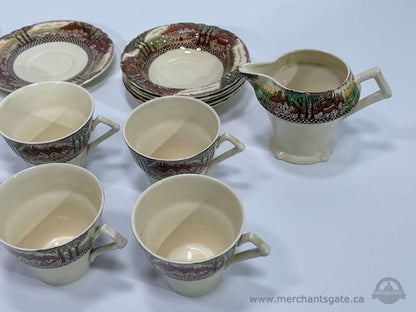 Vintage Myott England Countryside Tea Set – 16 pcs Cups Plates Creamer