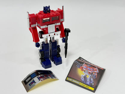 Transformers G1 Commemorative Series – Optimus Prime (Metal Cab, Chrome Legs, Manual & Sticker Sheet)