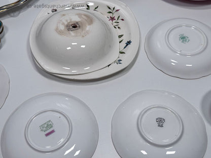 Vintage + Antique Bone China Plates & Serving Pieces Lot 29 PCS England Mixed Floral Set